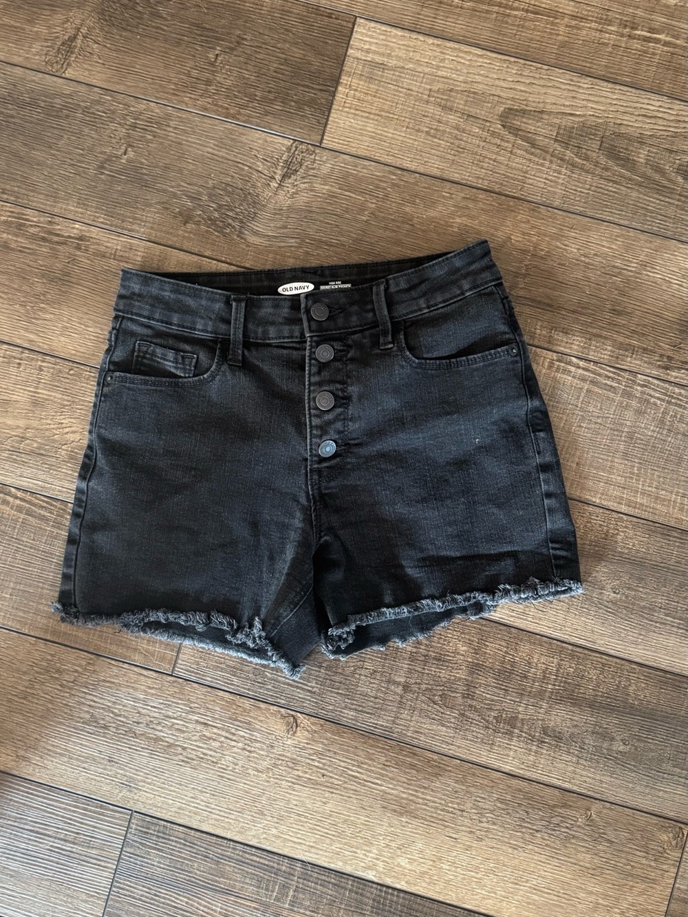 Old Navy Black Button-Front High-Rise Denim Shorts